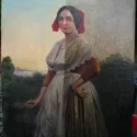 Detail einer Fehlstelle im Gesicht vor der Restaurierung